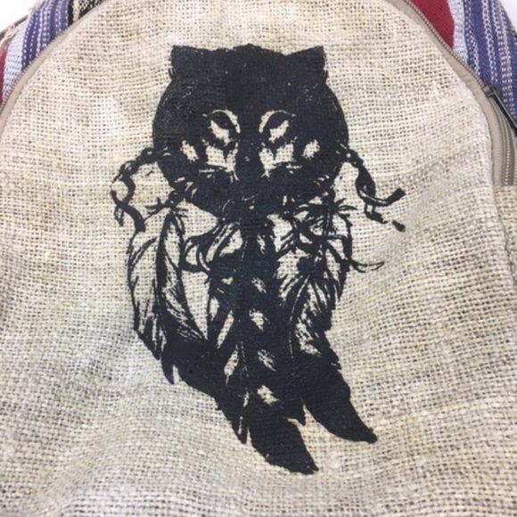 100% Pure Hemp BOHO Backpack MultiColored Adjustable From Nepal Handmade - Picture 10 of 13